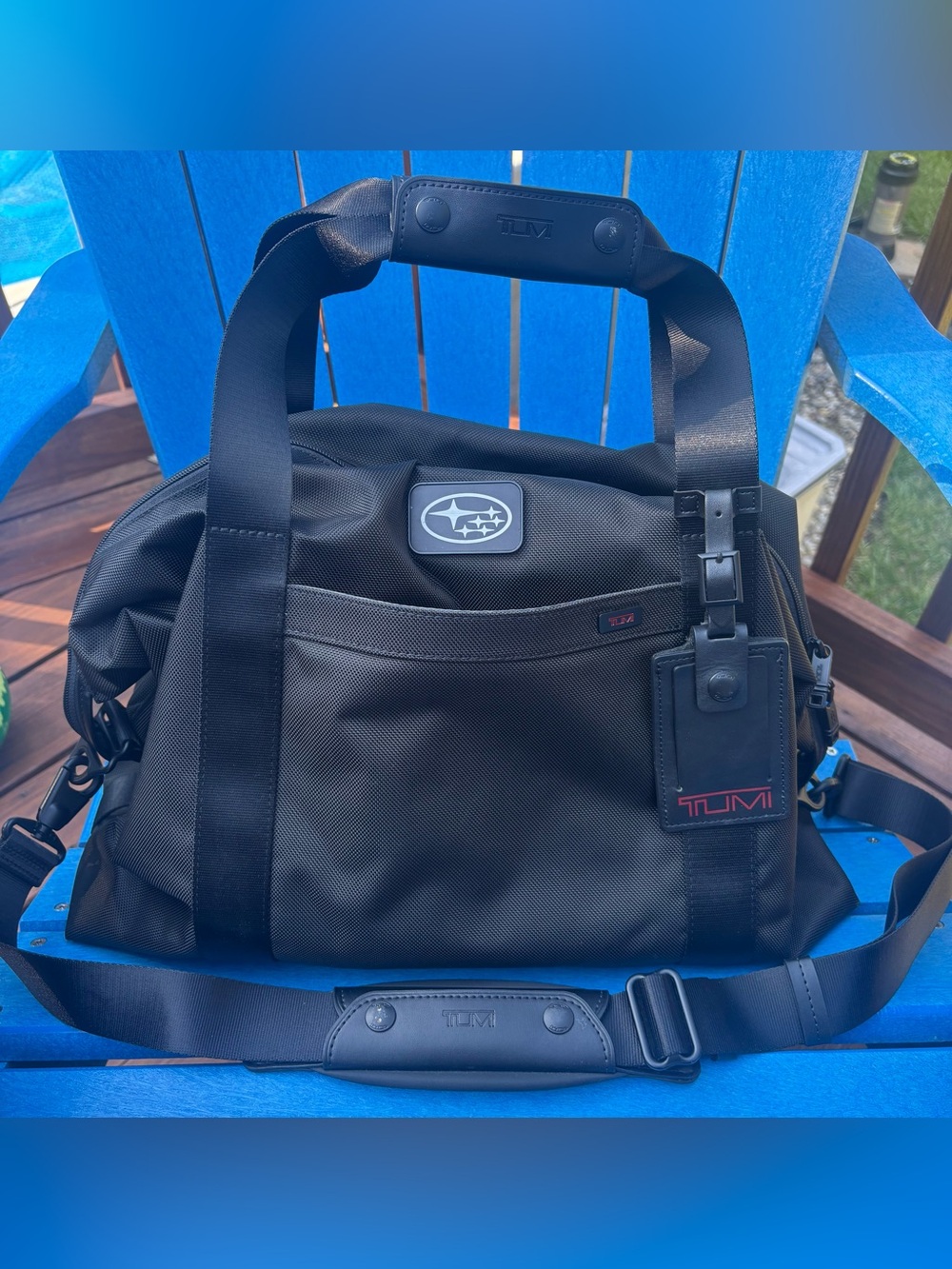 Tumi Subaru Collaboration Black Nylon Travel Duffel/Tote